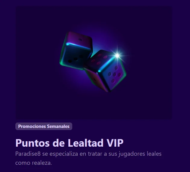 Paradise8 Casino programa de puntos de lealtad VIP para jugadores