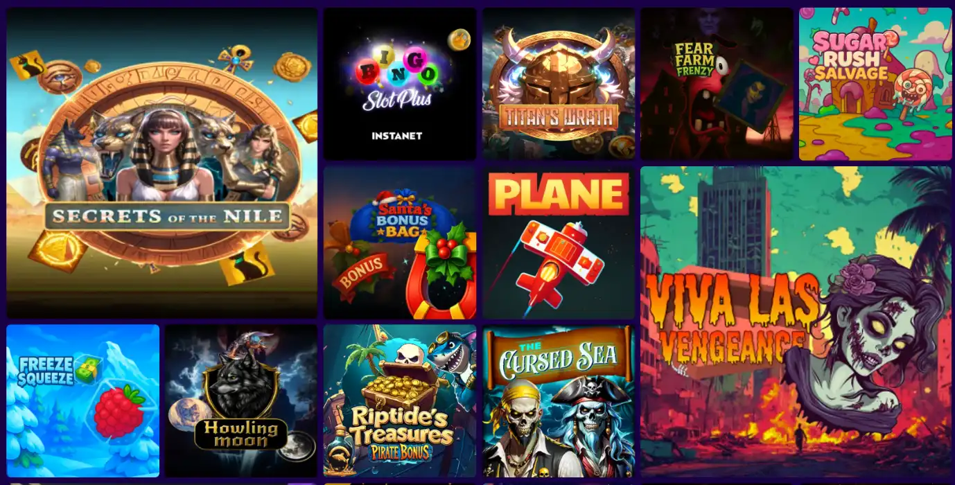 Paradise8 Casino selección de tragamonedas con Secrets of the Nile, Titan's Wrath y otros slots